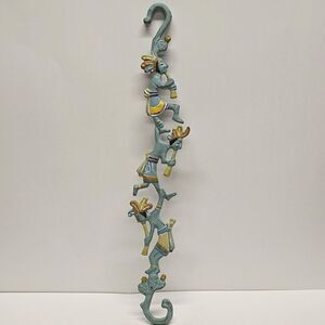 Kokopelli Dancing Artisan Wall Art Native American Metal Southwest Teal Decor